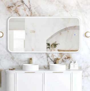 LED Newport 1500(W)x750(H) White Metal Frame Mirror- Install Horizontal or Verti