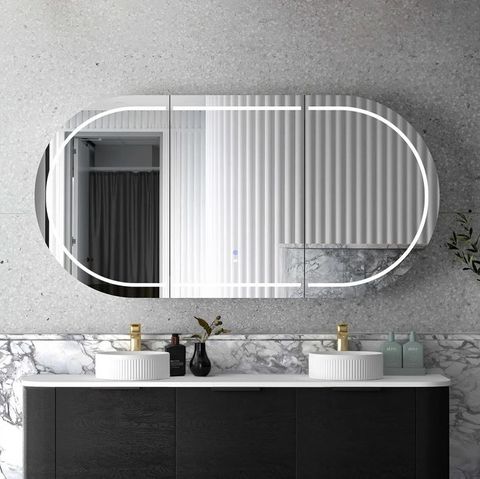 LED Bondi 1800(W)x900(H) Black Oak Shaving Cabinet - Premium Edition