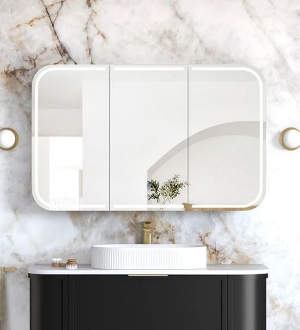 LED Newport 1200(W)x750(H) Black Oak Shaving Cabinet - Premium Edition