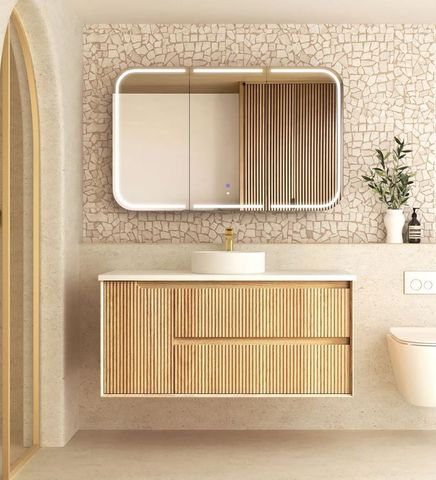 Byron Fluted 1200mm Woodland Oak Wall Hung Vanity