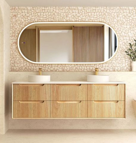 Byron Fluted 1800mm Woodland Oak Wall Hung Vanity