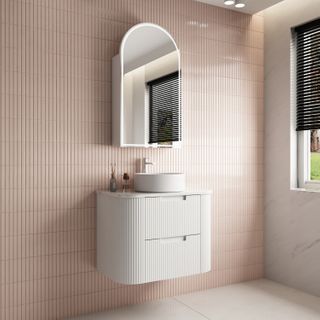 Curva Matte 750mm White Wall Vanity Cab Only