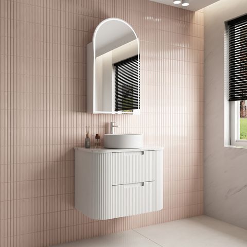 Curva Matte 750mm White Wall Vanity Cab Only