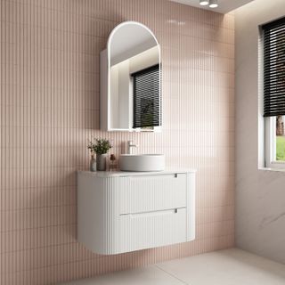 Curva Matte 900mm White Wall Vanity Cab Only