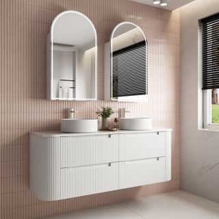 Curva Matte 1800mm White Wall Vanity Cab Only