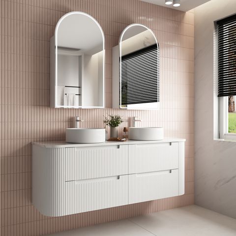 Curva Matte 1800mm White Wall Vanity Cab Only