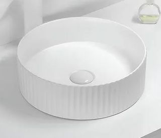 Fluted Round Gloss White Basin 360*360*115mm