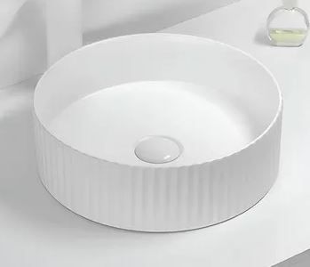 Fluted Round Gloss White Basin 360*360*115mm
