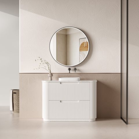 Curva Matte White 1200 Floor Mount Vanity