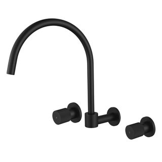Cadence 1/4 Turn Matte Black Wall Sink Set