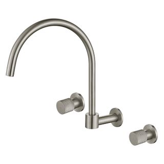 Cadence 1/4 Turn Brushed Nickel Wall Sink Set
