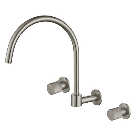 Cadence 1/4 Turn Brushed Nickel Wall Sink Set