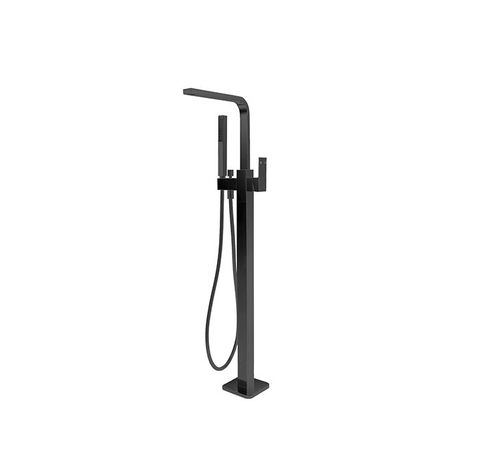 Savanna Square Black Freestanding Bath Spout with Shower