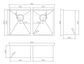 MN Stainless Top or Undermount DOUBLE Sink 760x440x200mm - 26L+26L