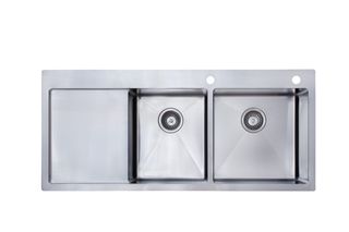 ONE & 3 QUARTER BOWL SINK 1160 X 510 X 200/195MM - 23L + 31L STAINLESS STEEL