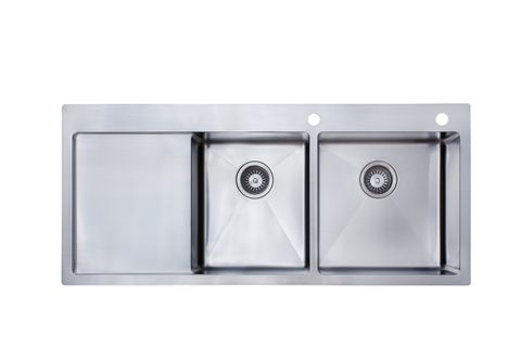 ONE & 3 QUARTER BOWL SINK 1160 X 510 X 200/195MM - 23L + 31L STAINLESS STEEL