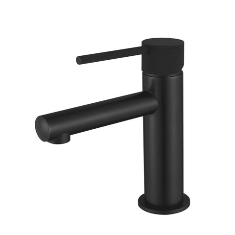 Star Mini Basin Mixer With Knurled Handle Electroplated Matt Black