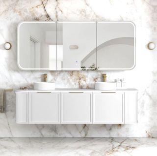LED Newport 1800(W)x750(H) Matte White Shaving Cabinet - Premium Edition