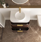 Havana 750mm Sable Walnut Wall Hung Fluted Curve Vanity