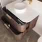Havana 900mm Sable Walnut Wall Hung Fluted Curve Vanity