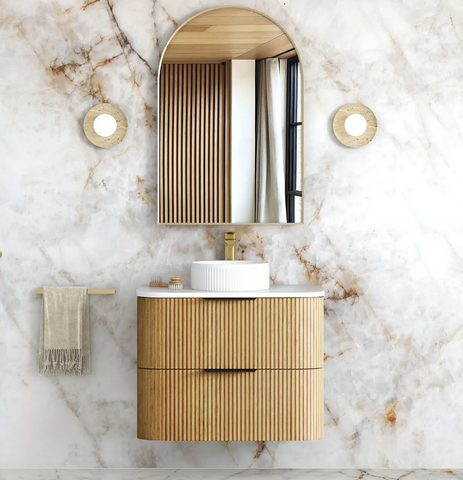 Havana 750mm Woodland Oak Wall Hung Fluted Curve Vanity