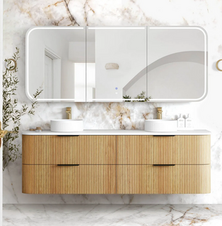 Havana 1800mm Woodland Oak Wall Hung Fluted Curve Vanity