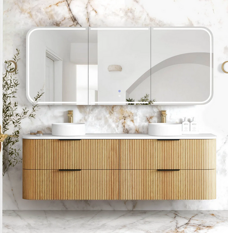 Havana 1800mm Woodland Oak Wall Hung Fluted Curve Vanity