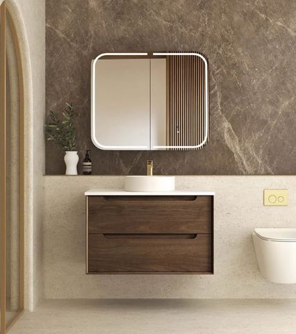 Byron 900mm Sable Walnut Wall Hung Cabinet