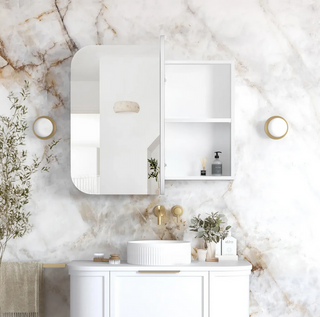 Newport 900x750 White Shaving Cabinet