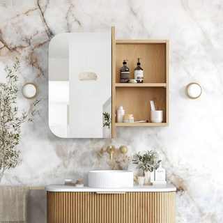 Newport 900x750 Woodland Oak Shaving Cabinet