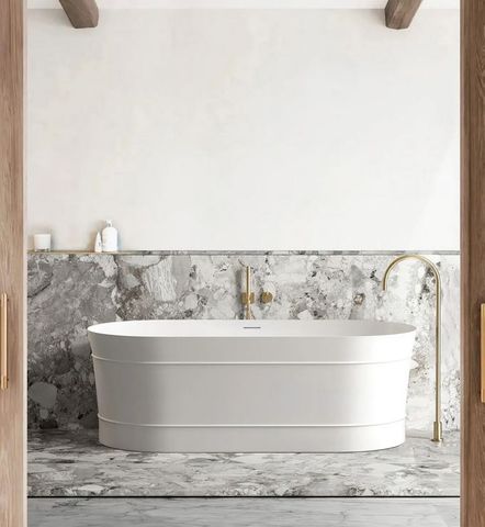 Attica Bondi 1500 Matte White Bath with Overflow