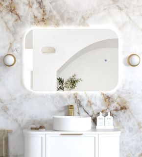 LED Newport 900(H)x600(W) Frameless Back Lit Tuffi Mirror - Install Horizontal o