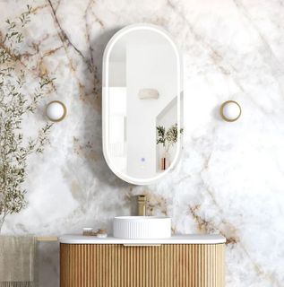 LED Noosa 900(H)x450(W) Woodland Oak Shaving Cabinet - Premium Edition