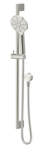 Mica Brushed Nickel Shower Head on Rail Round