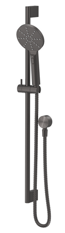 Mica Gunmetal Shower Head on Rail Round