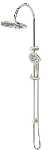 Mica Brushed Nickel Gooseneck Dual Shower Rail