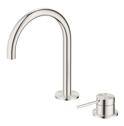 Mica Brushed Nickel Goosneck Basin Hob Spout & Mixer
