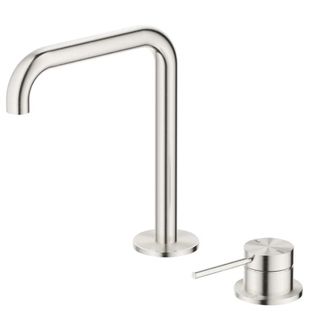 Mica Brushed Nickel Soft Square Basin Hob Spout & Mixer