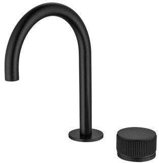 Mica Black Fluted Gooseneck Basin Hob Spout & Mixer