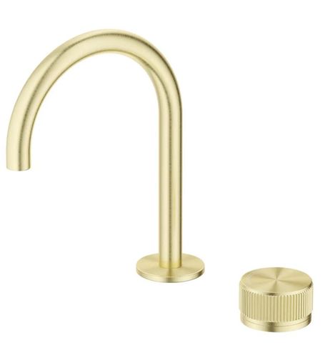 Mica French Gold Fluted Gooseneck Basin Hob Spout & Mixer
