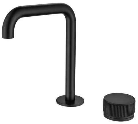 Mica Black Fluted Soft Square Basin Hob Spout & Mixer