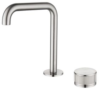 Mica Brushed Nickel Fluted Soft Square Basin Hob Spout & Mixer