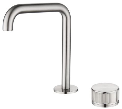 Mica Brushed Nickel Fluted Soft Square Basin Hob Spout & Mixer
