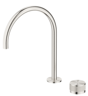 Mica Brushed Nickel Fluted Tall Gooseneck Hob Spout & Mixer