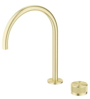 Mica French Gold Fluted Tall Gooseneck Hob Spout & Mixer