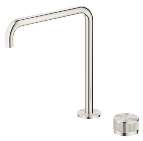 Mica Brushed Nickel Fluted Tall Soft Square Hob Spout & Mixer