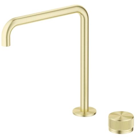 Mica French Gold Fluted Tall Soft Square Hob Spout & Mixer