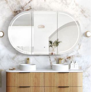 LED Bondi 1500(W)x900(H) Woodland Oak Shaving Cabinet - Premium Edition