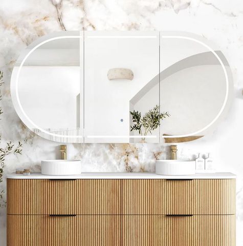 LED Bondi 1800(W)x900(H) Woodland Oak Shaving Cabinet - Premium Edition