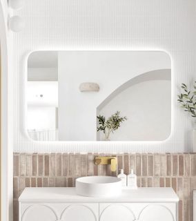 LED Newport 1200(W)x750(H) Frameless Back Lit Tuffi Mirror - Install Horizontal